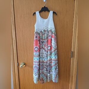 Bohemian Sleeveless Maxi Dress - Multicolor - Girls Size 7